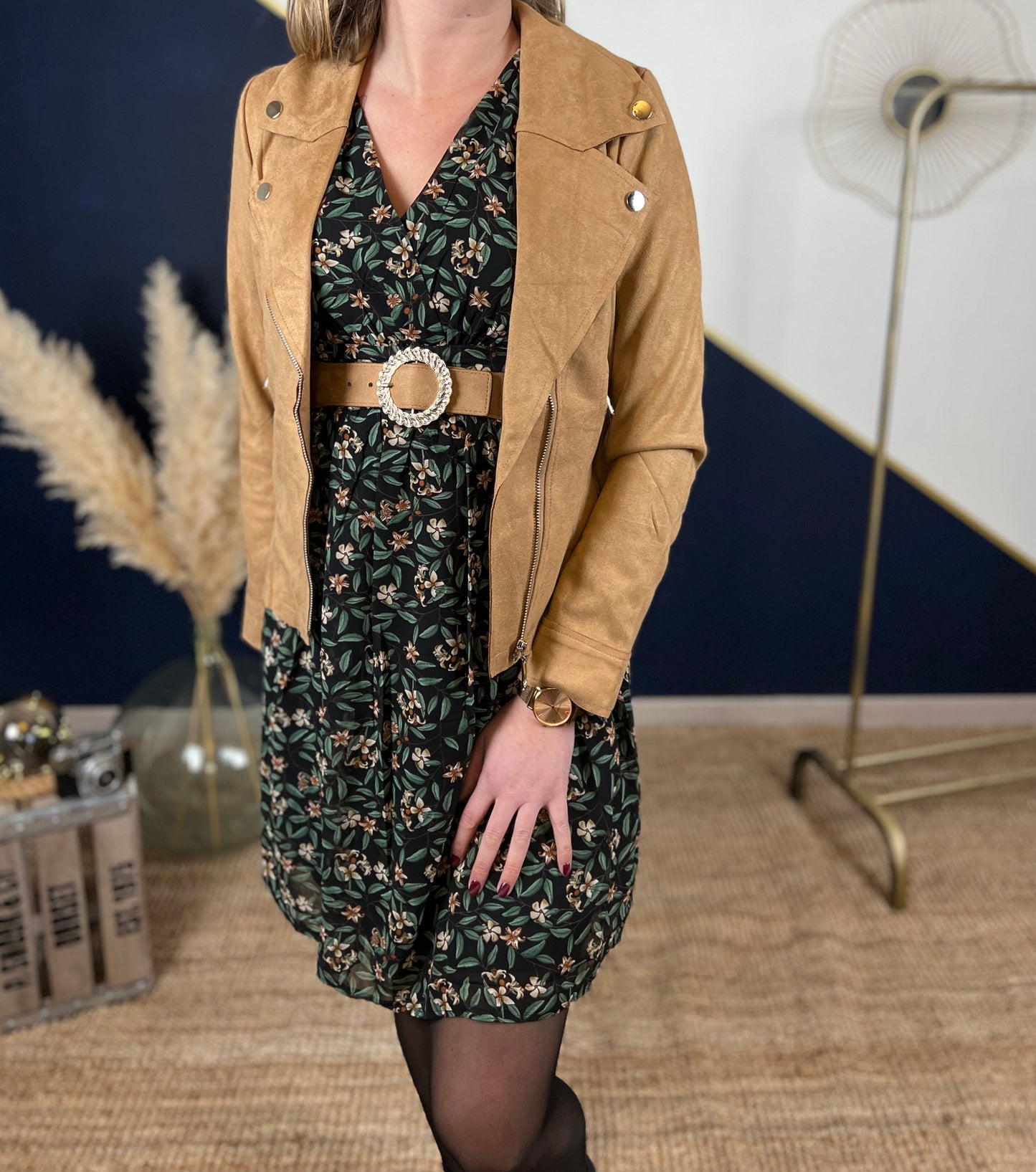 Veste suédine camel